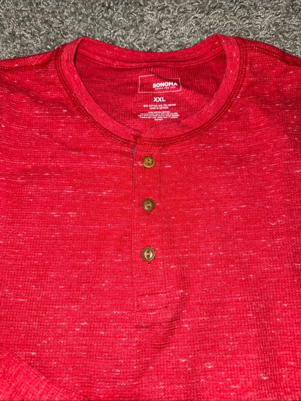 Sonoma Red Long-Sleeve Henley Shirt Mens (XXL)